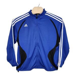 Adidas Climacool Women's Jacket Size XL Blue Black White Striped Zip Up Athletic